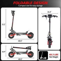 EOEOTWO 1200W Electric Scooter for Adults 30MPH Off-Road Foldable Commuter 330lb