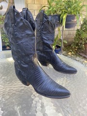 TONY LAMA MEN’S NACOGDOCHES TEJU LIZARD WESTERN BOOTS Men’s 8.5 Black From 1980s
