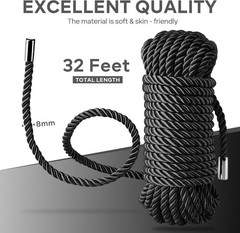 Silky Soft Nylon Rope 8MM Thick 32FT Long Skin-Friendly Decorative Tying Cord