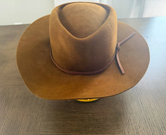 Brixton Wool Felt Wide Brim Hat Brown Whiskey Western Rancher Leather Band SizeS