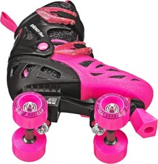 Trac Star Adjustable Roller Skates for Kids – Size Large (3-6) in Pink Daisy