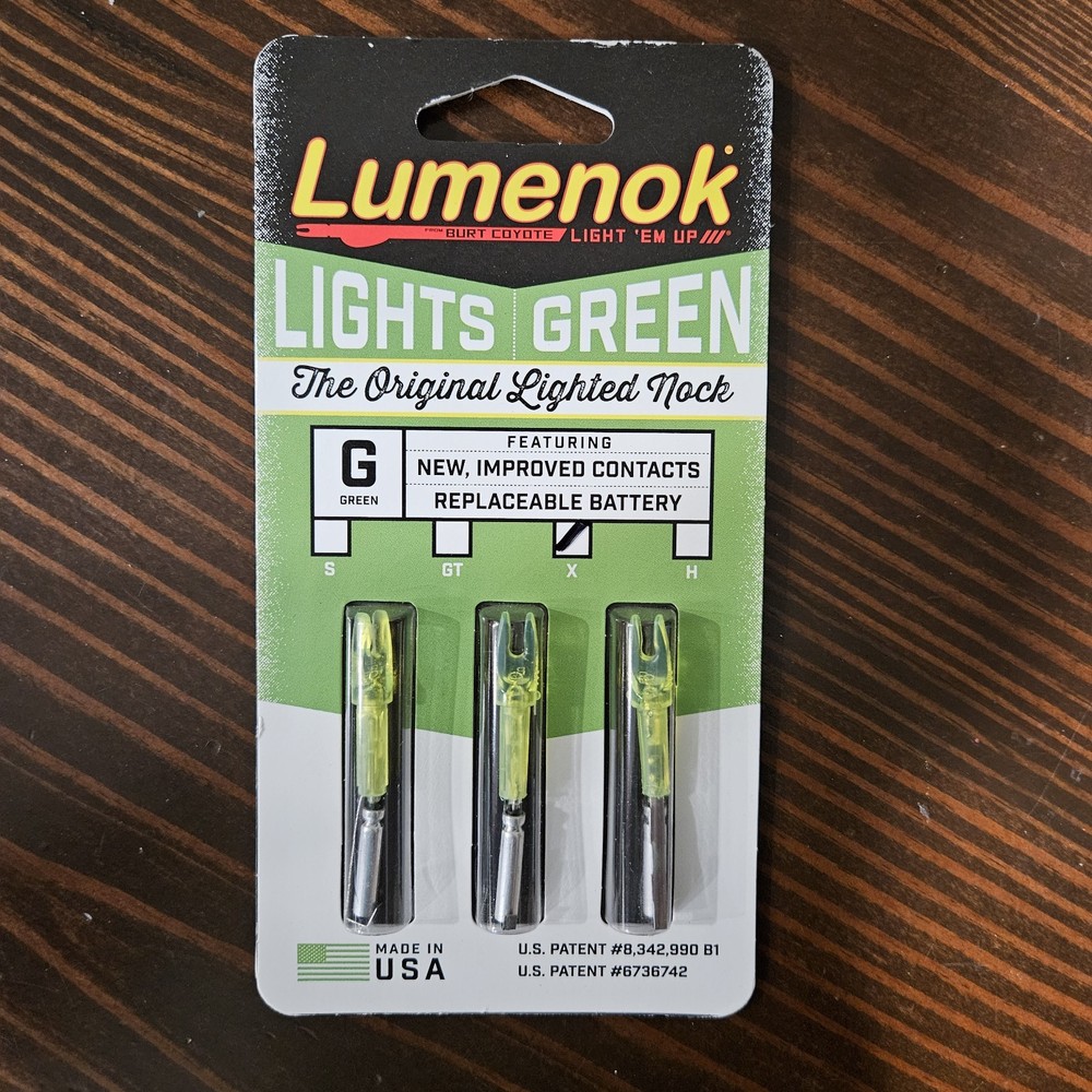 Lumenok X lighted Arrow Nock .204″ ID Green 3-Pack #X3G