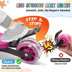 Wefaith Kick Scooter For Kids 3-7 Ages – Light Up 3 Wheel