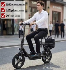 Electric Scooter with Seat for Adults, Peak 444W Motor, 28-35 Miles Range eScoo