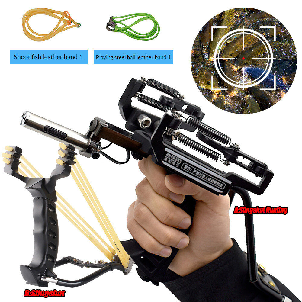 Hunting Fishing Slingshot Heavy Duty High Velocity Catapult Laser Shoot Set