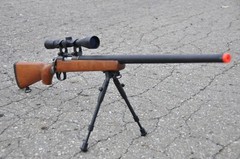 Wood Color Well VSR-10 Bolt Action Airsoft 500 FPS w X9 Magnify Scope w Bipod