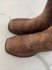 Men’s US 8M Dan Post Ka Python Print Leather Brown Western Cowboy Boots Preowned
