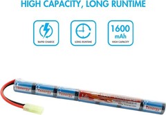 Versatile 9.6V 1600mAh NiMH Battery & Charger Combo with Mini Tamiya Connector