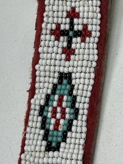 Vintage Western Navajo Beaded Horse Headstall Bridle Metal Bit With Fur