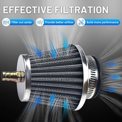 38mm 39mm 40mm Air Filter with 10mm Nipple, Universal Air Intake Filter silver