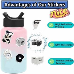 61Pcs Cute Aesthetic Stickers for Water Bottle Black and White