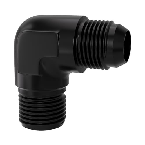 8AN to 1/2″ NPT 90 Degree Black Aluminum Male Fitting YZSTL-8AN-1/2NPT-90