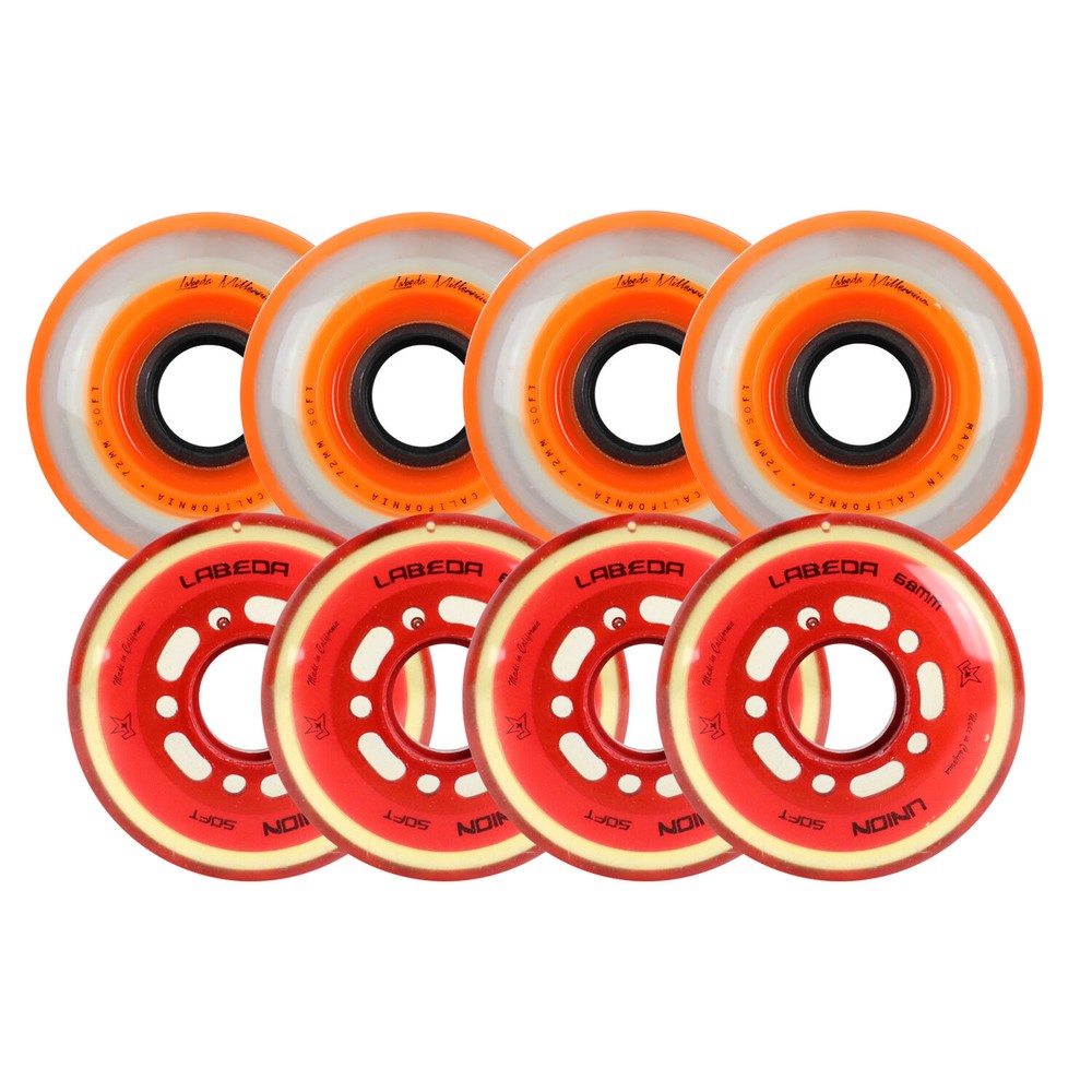 Labeda Roller Hockey Wheel Premium X-Soft 74A Youth Hilo Combo 68mm 72mm Union