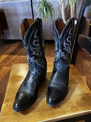 Dan Post Milwaukee Black Leather Western Cowboy Boots Gray Stitched, US 10.5