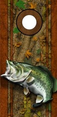 Cornhole Decals Wraps Fishing Graphics Bass Fish Oak Ambush Camouflage 05R/01L