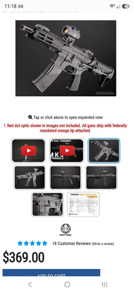 KRYTAC Trident MK3 PDW M-LOK AEG Electric Airsoft Rifle, Black with Brown Chrome