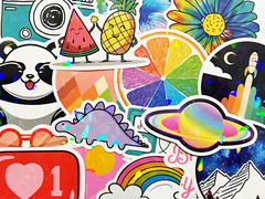 100 Colorful Holographic & Reflective Sticker Pack Shiny Light