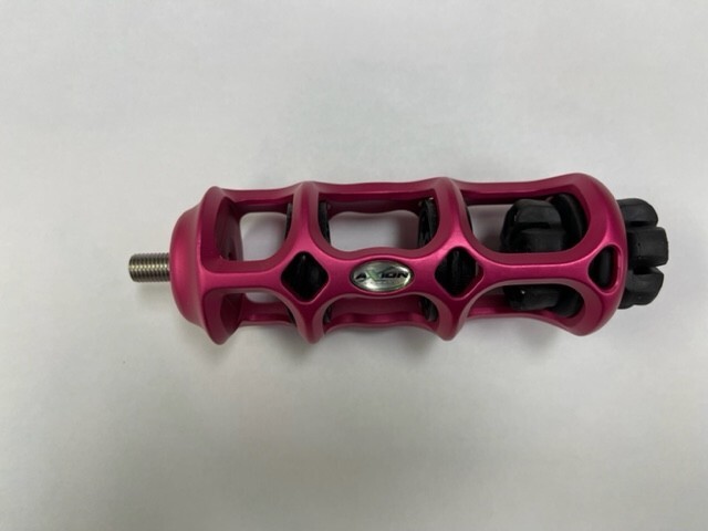 AXION ARCHERY PINK 4 INCH BOW STABILIZER WITH 3 BLACK HYBRID DAMPERS