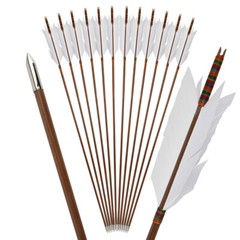 33» Archery Bamboo Arrow 4 Feather Longbow Traditional Recurve Bow Tips Hunting