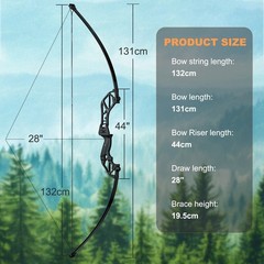 Archery Takedown Recurve Bow Hunting Long Bow Alloy Riser – Right Hand Black – D