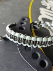 Silver and Dark charcoal gray Paracord Bow wrist strap Bling Sling FREE SHIP