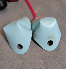 Moxi Beach Bunny Roller Skates Blue Sky Pink Sz 5 Slightly used w/Box Toe Guards