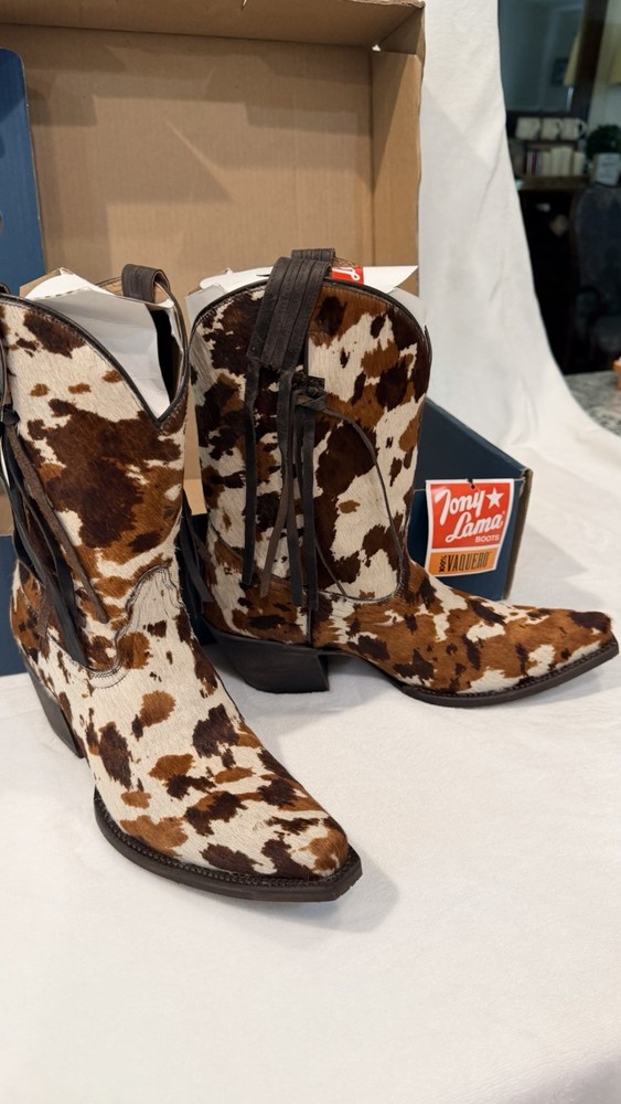 Tony Lama VF6037 Women’s Western Apache Hair on Calf Cowhide Boots Size 9