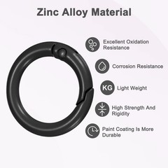 24-Pack Metal Spring O Rings, 5/8″ Zinc Alloy Keyring Buckle [Black]