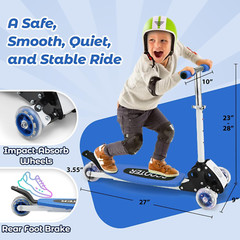For Gift Kids age 3~7 beginner fun 3 Wheels Foldable Kick Scooter light weight