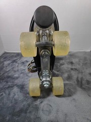 Moxi Panther Black Suede Quad Roller Skates Leopard Clear Wheels W/ Wrench