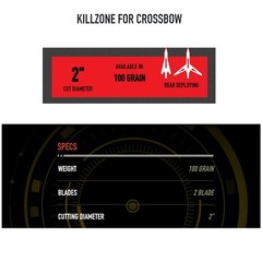 Killzone Crossbow Mechanical Broadheads 100 Grain 2 Inch Cutting Diameter 3 Pack