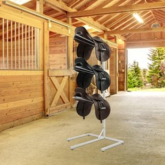 30.3*20*62.5inch Multi-Tier Black Free Standing Saddle Rack With 5* Footpads