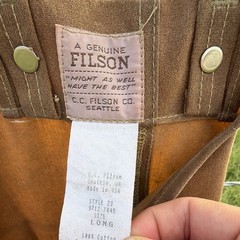 Filson Tin Cloth Chaps Waxed Cotton Long Hunting Trail Pants Made in USA