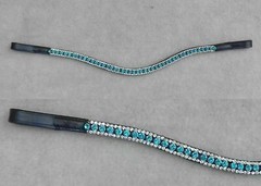 New 3 Row Clear Crystal Leather BrowBand For Bridle All Size With Free Shipping.