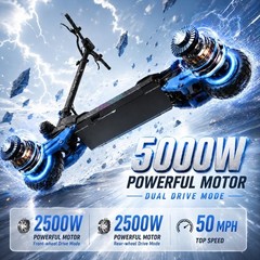 YINGLU US Stock 5000W Electric Scooter 50MPH 55 Mile Range 60V NFC Unlock Vacuum