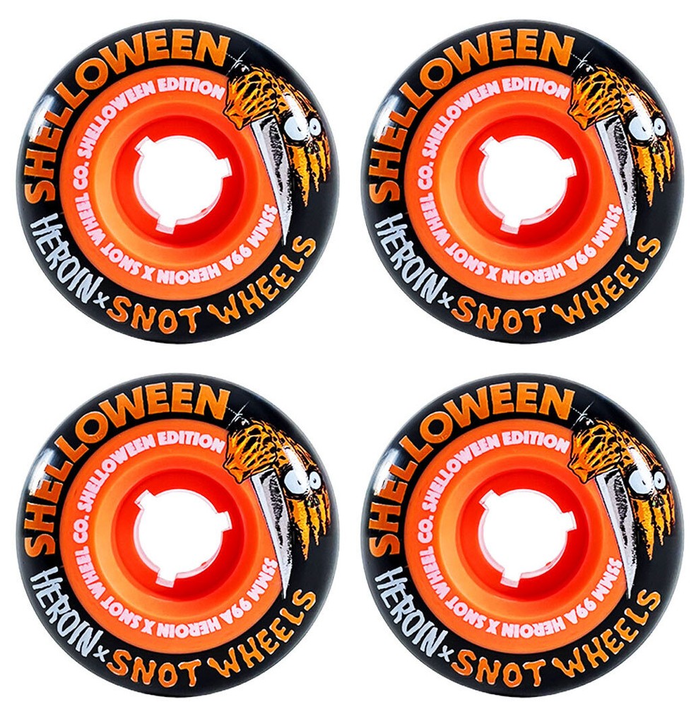 Snot Wheel Co. Skateboard Wheels 55mm Shelloween Boogerthane 99A Black/Orange