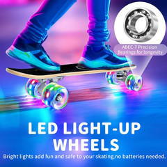 22 Inch Skateboards for Kids, Cruiser Skateboard for Beginners Girls Boys Teens