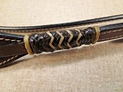 Buffalo Leather Dark Oil Browband Headstall Rawhide Accents Western Horse NWT