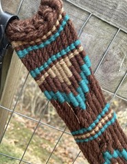 Genuine Mohair Multi String Western Breast Collar Brown and Teal Design