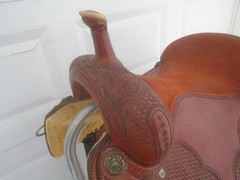16.5″ CACTUS Saddlery Working Cowhorse Saddle~Cutting~Reining~TOOLED~GREAT COND