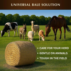 4X4 Ft round Bale Hay Net for Horses – Knotless Slow Feeder Net with 2” Holes –
