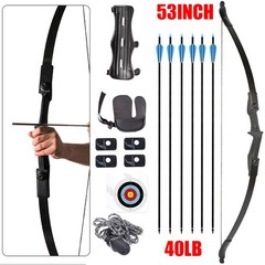 53″ Recurve Bow&6 Arrows Archery 40lbs Bow Kit for Adults/Youth/Teens Beginner