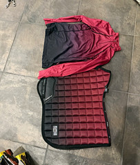 LeMieux Spectrum Dressage Saddle Pad – Red and Black Colorway with matching top