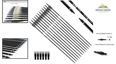 High-Quality Carbon Arrows with Black and White Fletching for Bow Shooting