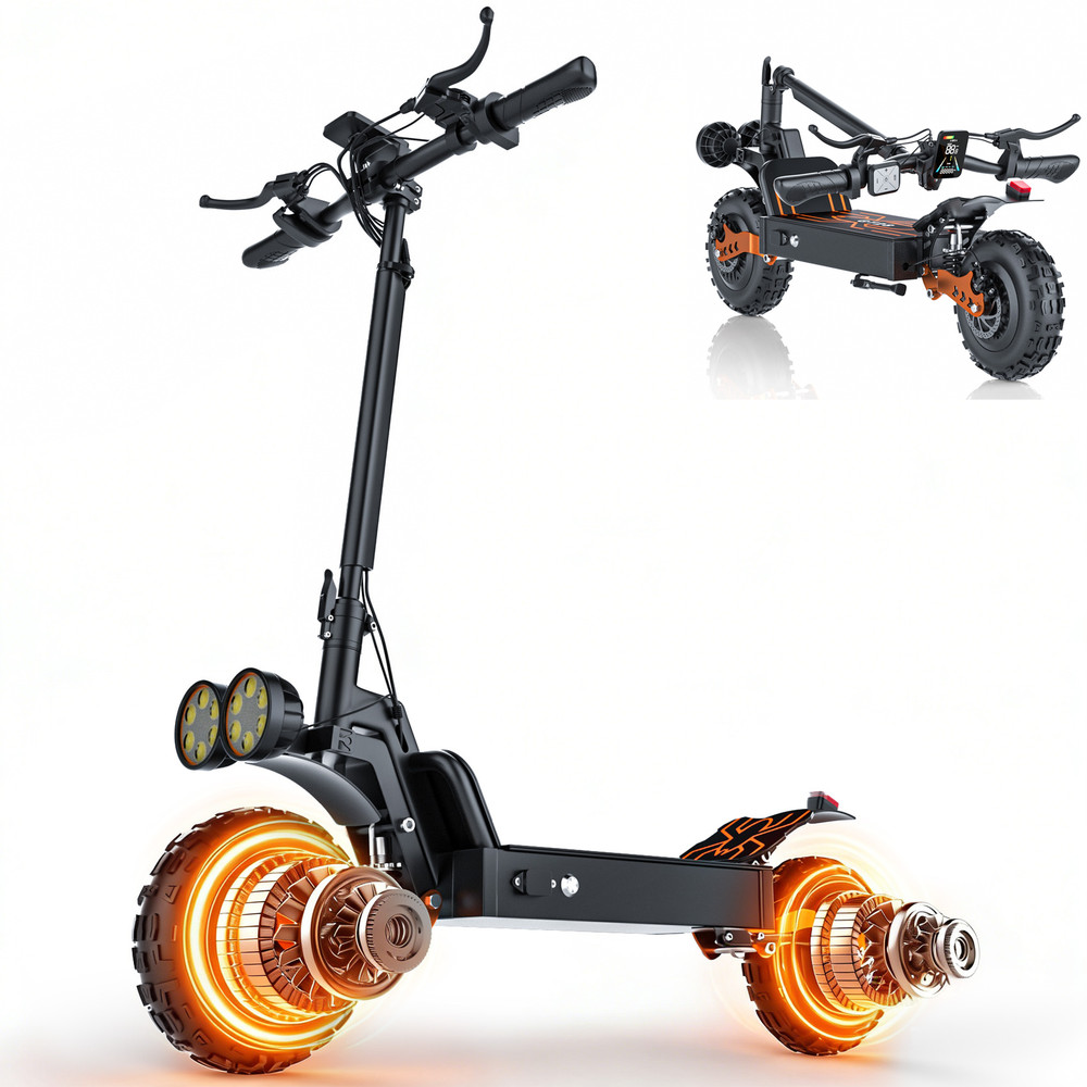 3000W Dual Motor Electric Scooter 48V 20Ah 35MPH 70 Miles Off-Road NFC Unlock
