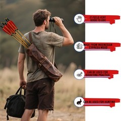 12Pcs 33″ Wooden Arrow LongBow Hunting Red Lightning Turkey Feather Fletching