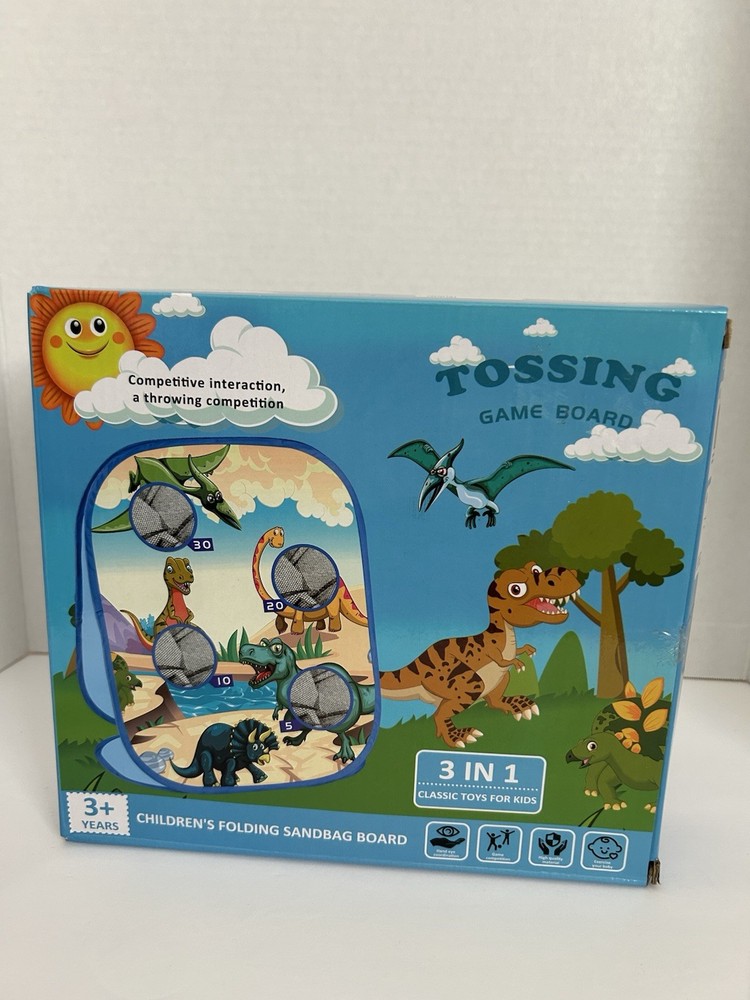 Dinosaur Theme Folding Sandbag Tossing Game Board, Blue Multicolor