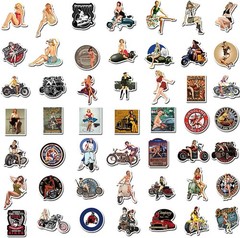 100pcs Sexy Pinup Girl Stickers, Retro Motorcycle Girl Stickers Pack for Adults,