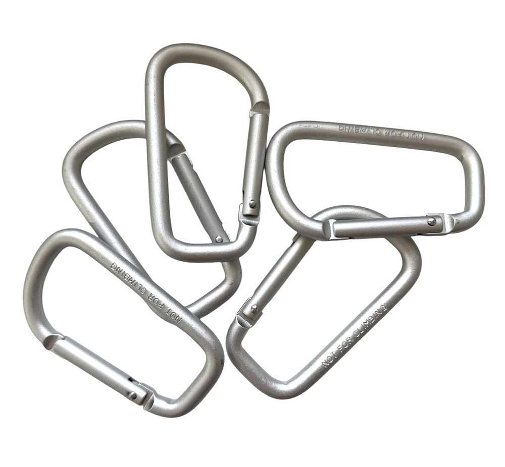 12 pack of 3″ Heavy Duty Carabiner Spring Belt Clip Key Chain D Shape Silver