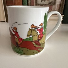 Vintage Horse Rider Hunters And Dogs Hunting Red Fox Equestrian Mug Set Japan